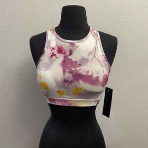 Mono B Watercolor Floral Racerback Sports Bra‎ Breathable Size Medium
